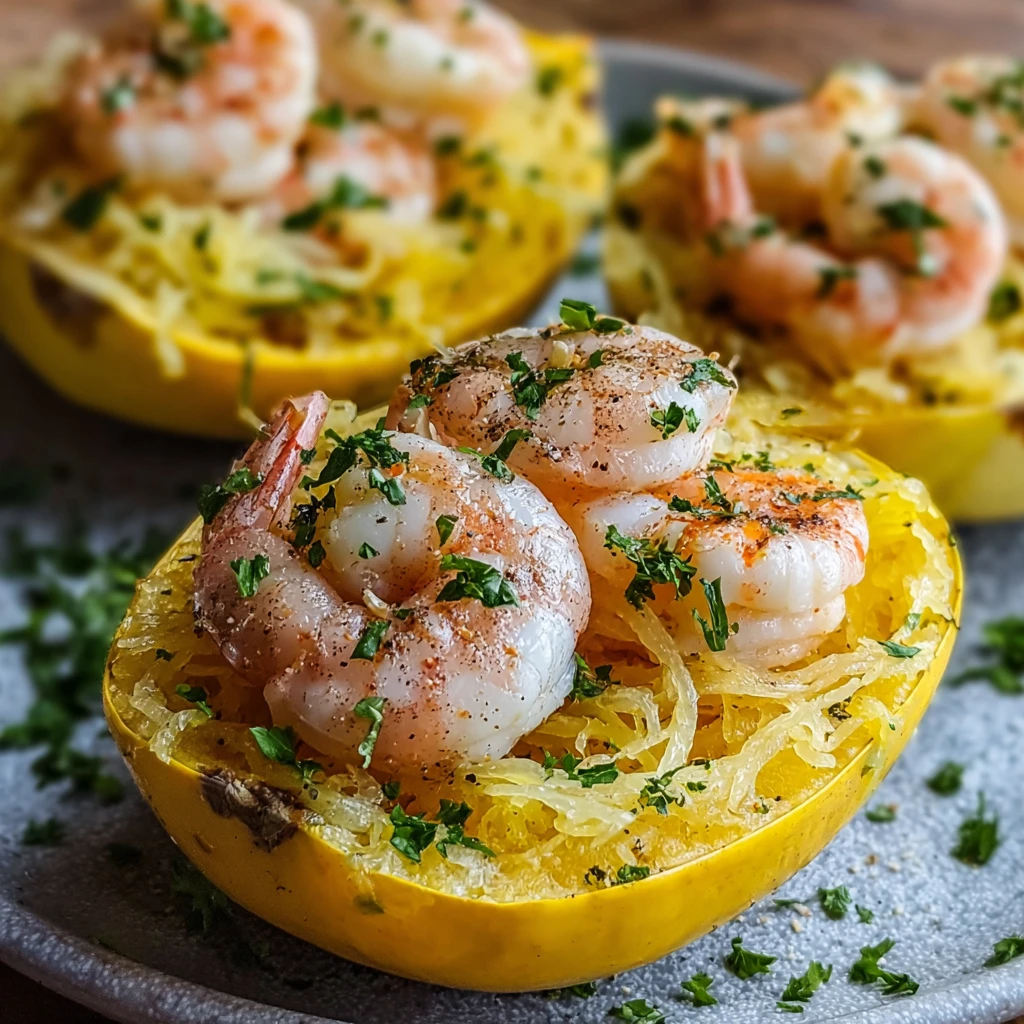 Shrimp Scampi Squash Shells