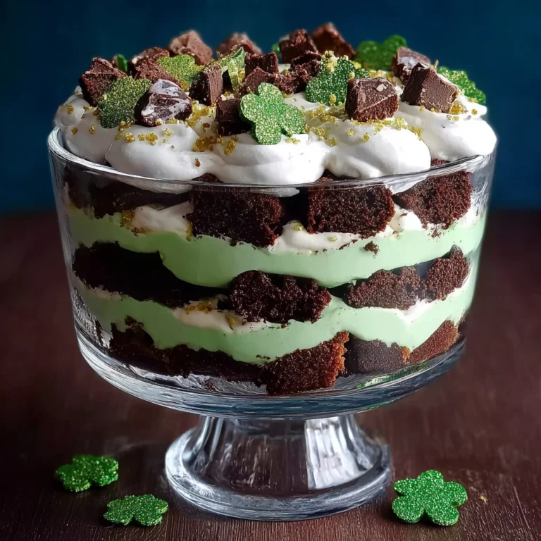 St Patrick's Day Brownie Trifle Recipe Easy Irish Brownie Trifle Dessert Homemade St Patrick's Day Party Dessert Best Choc...